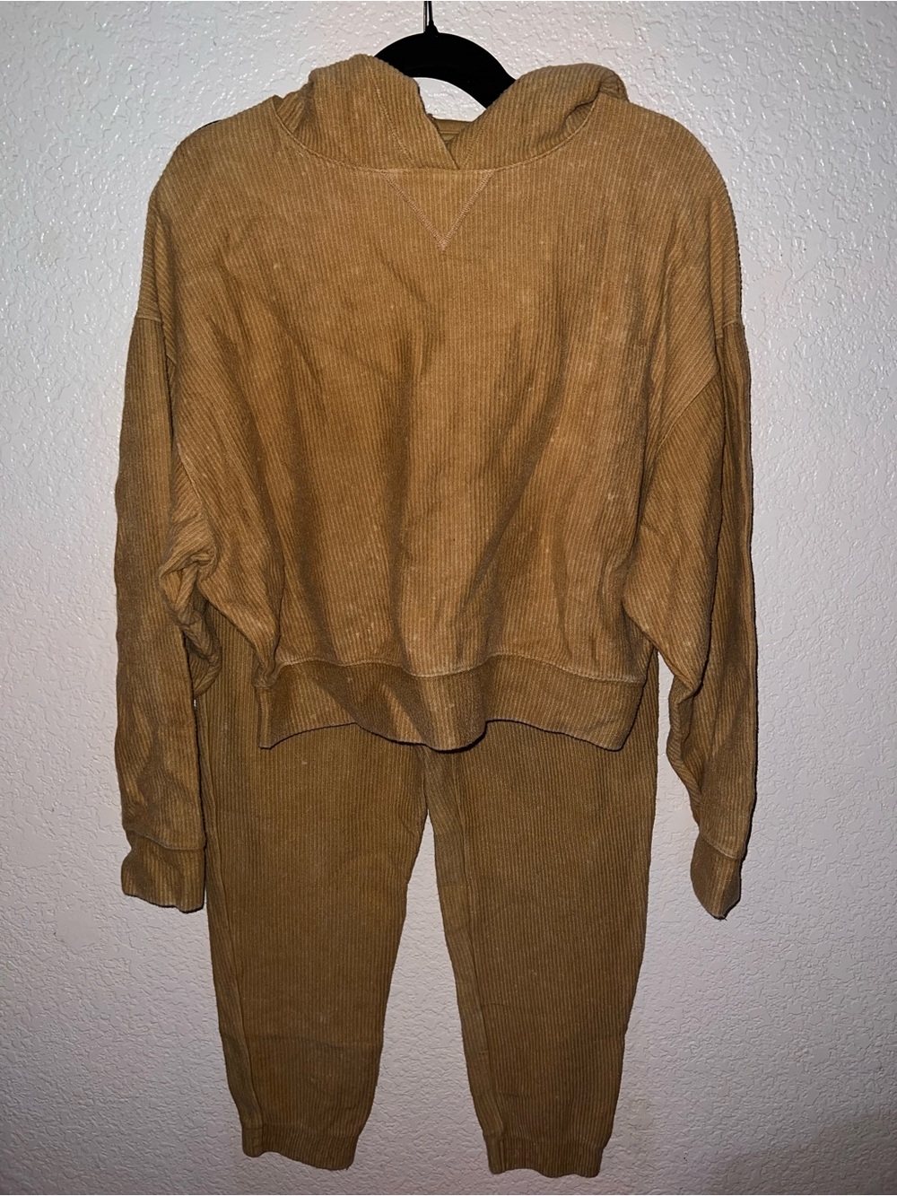 PINK Victoria's Secret Corduroy Hooded Sweatshirt and Joggers Set-Camel/Tan - Picture 1 of 6